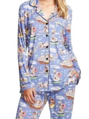 Nick & Nora Puppy Bath Women's Pajamas Blue Size Small